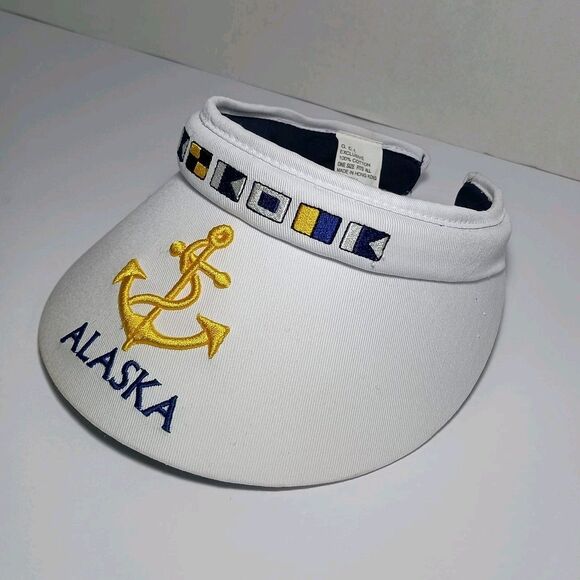 Vintage G.C.I. Exclusive Alaska White Clip On Visor Made n Hong Kong 100% Cotton - Picture 2 of 16